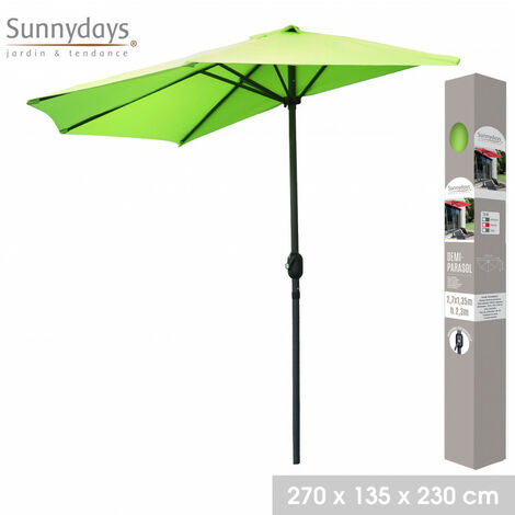 Demi-parasol ouverture manivelle - Anis - L 270 x P 135 x H 230 cm - Livraison gratuite
