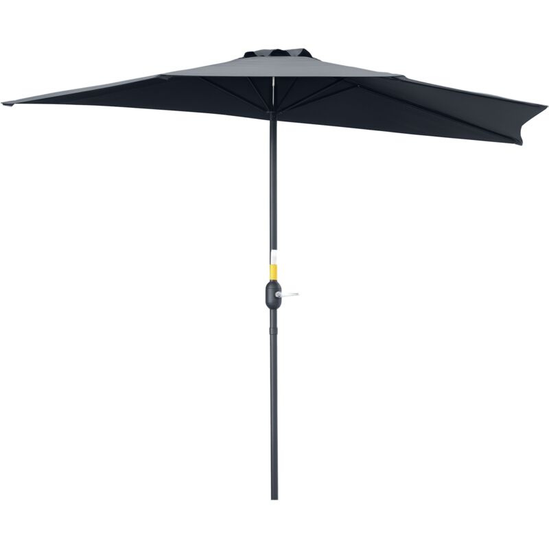 Demi parasol, parasol de balcon 5 entretoises métal polyester 2,69L x 1,38l x 2,36H m gris