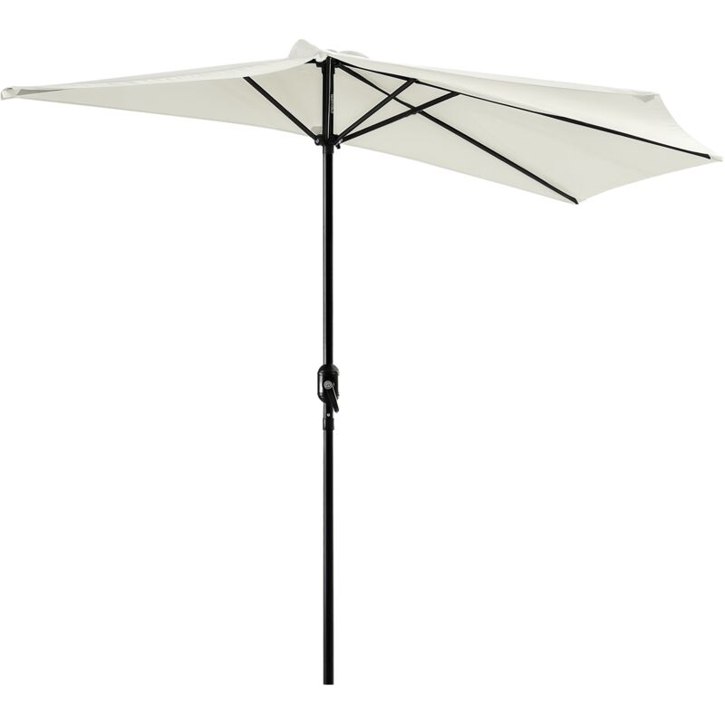 Demi parasol, parasol de balcon 5 entretoises métal polyester 2,69L x 1,38l x 2,36H m crème