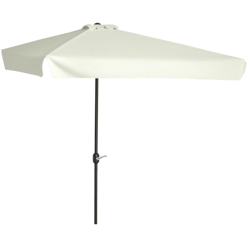 Demi parasol - parasol de balcon 5 entretoises métal dim. 2,3L x 1,3l x 2,49H m polyester haute densité crème