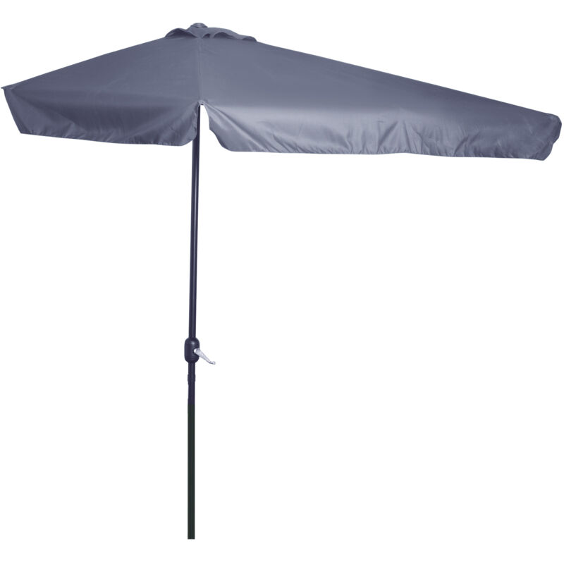 Demi parasol - parasol de balcon 5 entretoises métal dim. 2,3L x 1,3l x 2,49H m polyester haute densité gris
