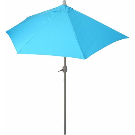 Demi parasol semi-circulaire balcon terrasse UV 50+ polyester/aluminium 3kg avec une portée de 270 cm turquoise sans support - or