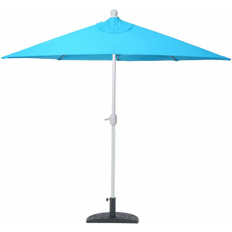 Demi parasol semi-circulaire balcon terrasse UV 50+ polyester/aluminium 3kg avec une portée de 300 cm turquoise avec support - or