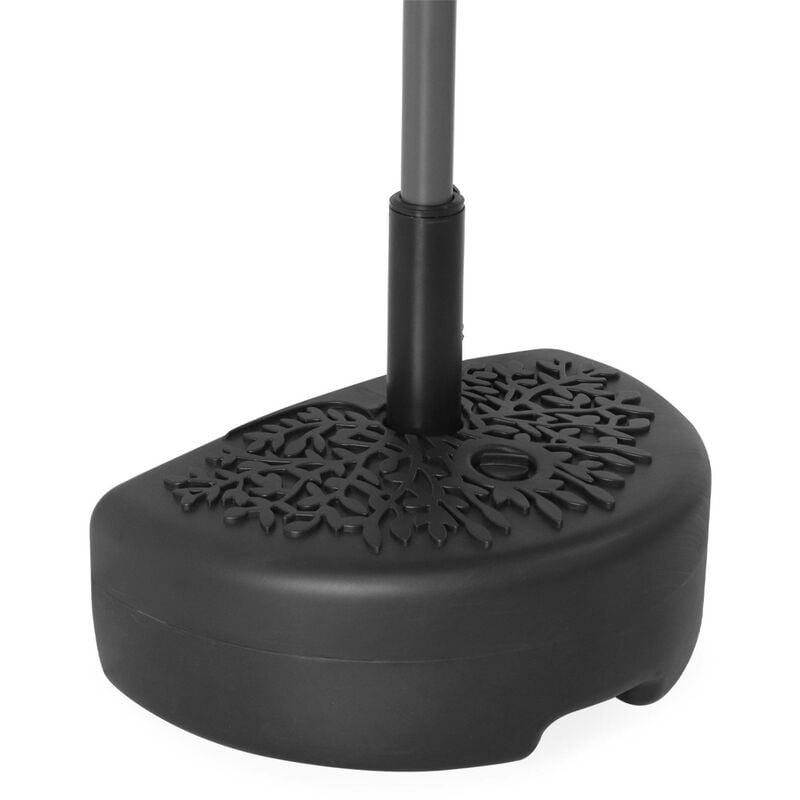 Sweeek - Demi-Pied de parasol plastique – Base remplissable pour demi-parasol. motif feuillage. noir