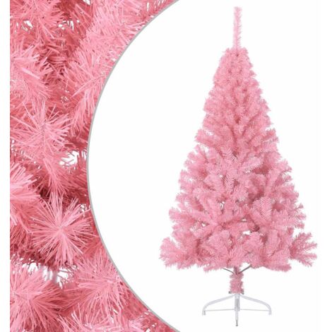 Demi Sapin de Noël  Arbre de Noël artificiel avec support Rose 150 cm PVC