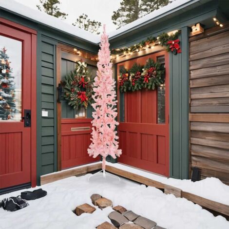 Demi Sapin de Noël  Arbre de Noël artificiel mince avec support Rose 240 cm