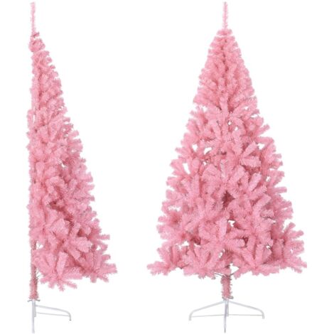 Demi Sapin de Noël artificiel avec support,Arbre de Noël Rose 240 cm PVC -WYW24839