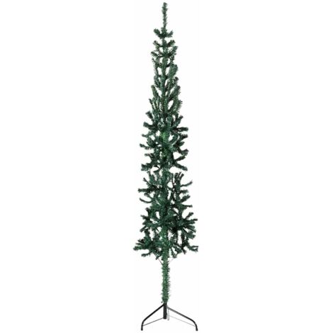 Demi sapin de Noël artificiel mince avec support-Décoration de Fête pour Noël Vert 180 cm 838826