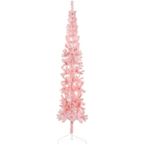 Demi sapin de Noël artificiel mince avec support Rose 210 cm vidaXL