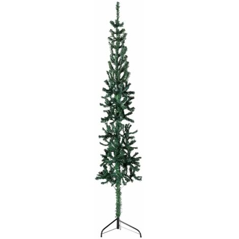 Demi sapin de Noël artificiel mince avec support Vert 240 cm vidaXL