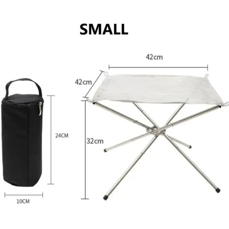 Démontage du support de feu de camp pliable en acier inoxydable pour feu de jardin ou barbecue, idéal pour le camping et les activités de plein air.