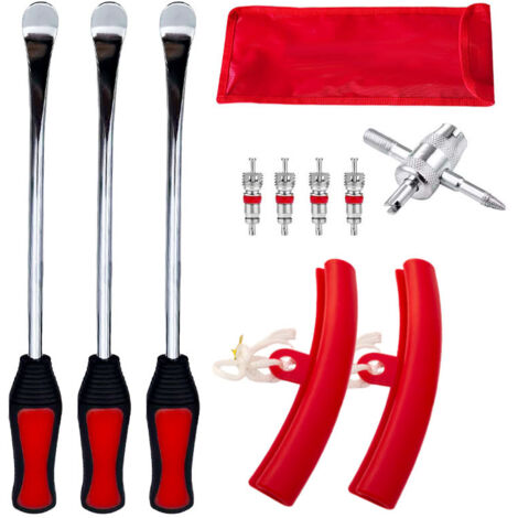 DéMonte Pneus Moto Manuels, 3 Levier VéLo de 11,5 Pouces, Outil de Montage de Pneus avec 3 Protections de Jantes, pour Moto, VéLo, Auto, Voiture, Scooter, Trottinette éLectrique