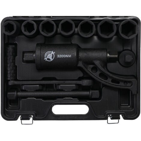 Démultiplicateur de couple 3200 Nm – Multiplicateur 1:56 pour vis et écrous de grands diamètres – Coffret avec 7 douilles hexagonales