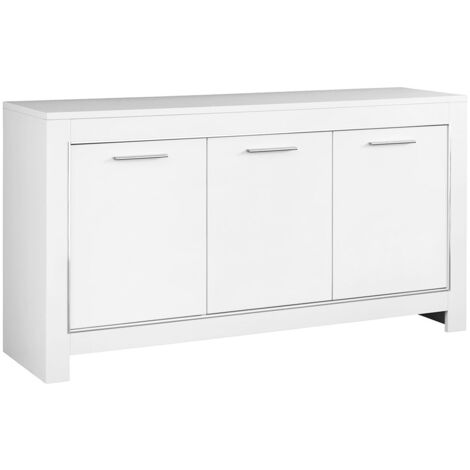 DENAE - Buffet 3 Portes L160cm Laqué Blanc Brillant