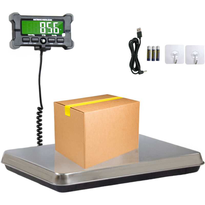 Image of Boudech - Denagram - Industrielle Paketwaage 120Kg mit batteriebetriebener LCD-Anzeige und usb