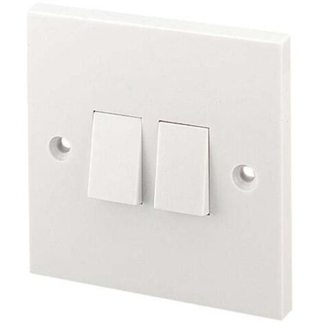 Dencon 2-Gang 2-Way Light Switch - 10A White Plastic