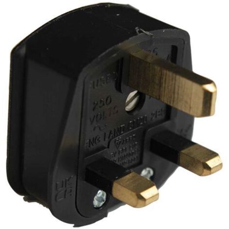Dencon 3 Pin Rubber Plug 13A - Black Plug with 13 Amp Fuse