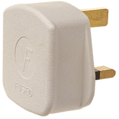Dencon 3 Pin Rubber Plug 13A - White, British Standard