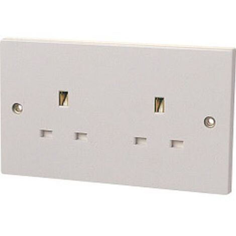 Dencon Unswitched Socket 2-Gang 13A - White Plastic