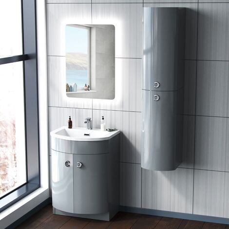 Dene 600mm Vanity Unit and Wall Storage Cabinet Grey