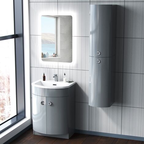 main image of "Dene 600mm Vanity Unit and Wall Storage Cabinet Light Grey"