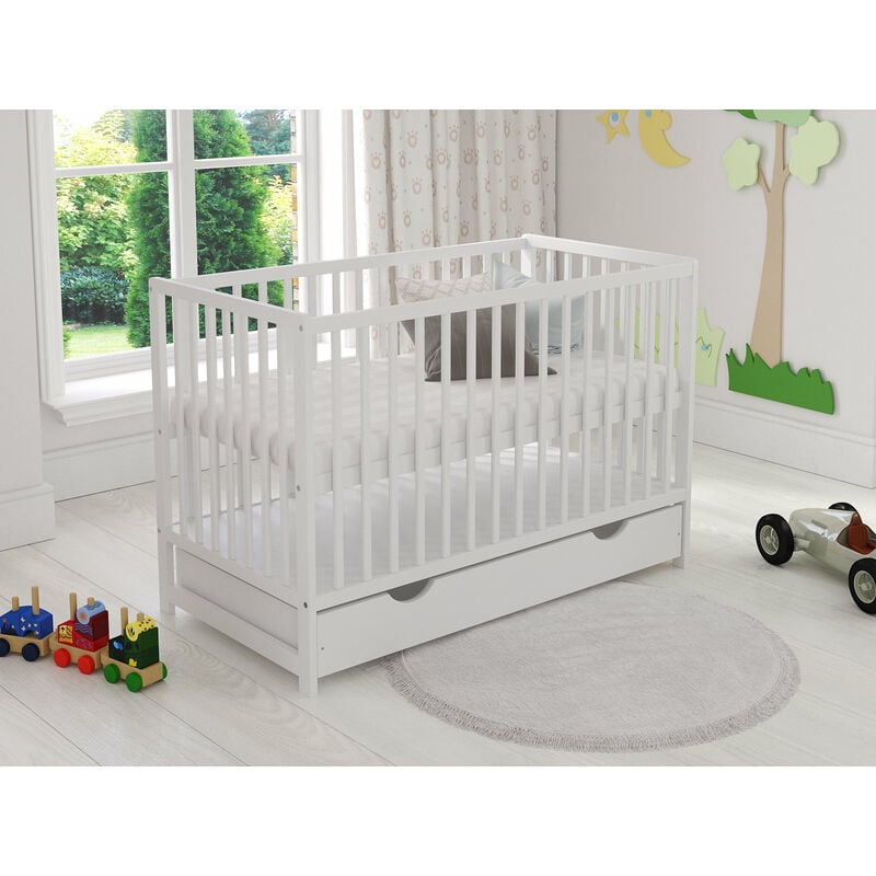 Love For Sleep - Denise Cot Bed 120x60cm with drawer (White) - White