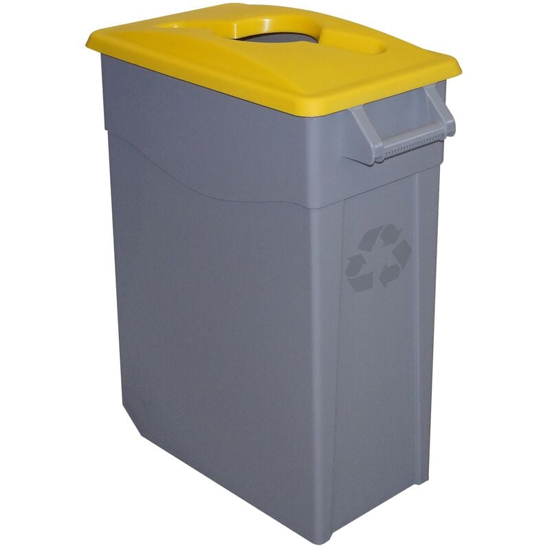 Denox - Poubelle roulante 65Lt plastique couvercle ouvert jaune Yellow