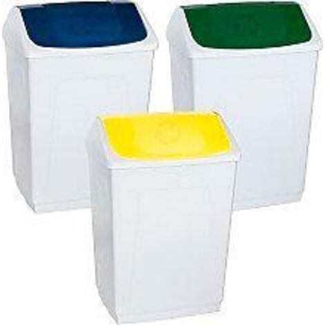 Denox Papierkorb mit Scharnierdeckel 55l white