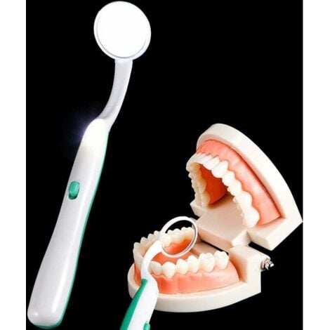 JALLERIA Dental mirror with light, dental mirror, mouth mirror, inspection mirror, mouth mirror for dental care, green