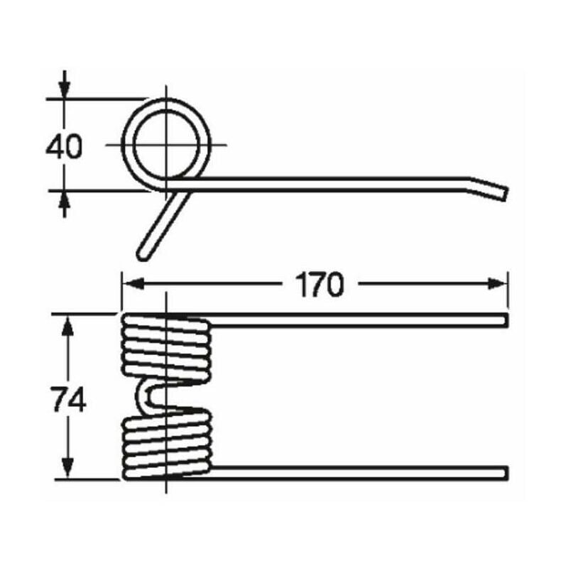 Image of Dente pick-up per pressa/rotopressa adattabile feraboli rif. 18P0003, lunghezza 170mm, ø filo 5,5mm 60776