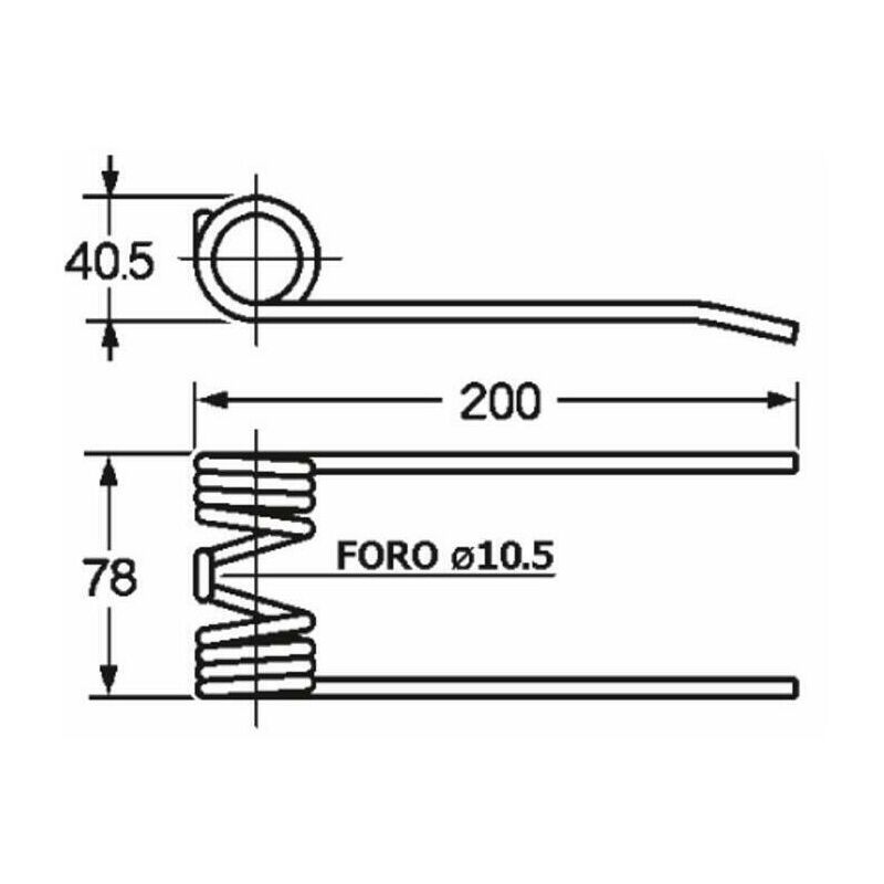 Image of Dente pick-up per pressa/rotopressa adattabile claas con foro centrale ø 10,5mm 60756