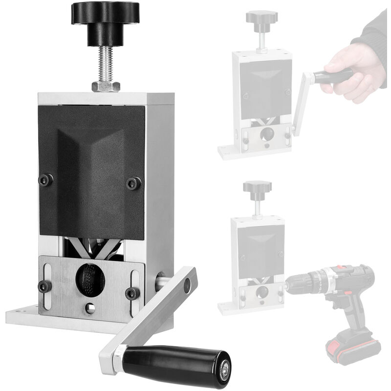 Decdeal - Dénudeur de fil domestique portable en alliage d'aluminium, outil manuel de dénudage de fil, machine à éplucher les câbles avec manivelle,