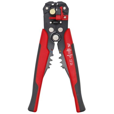 Dénudeuse automatique 8 po avec coupe-câble réglable et pince à sertir pour bornes isolées SJD1 Rouge
