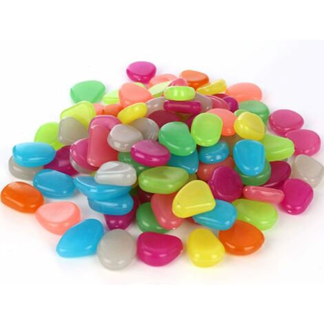DENUOTOP 200 Pièces Galet Lumineux Pierre Lumineuse Multicolore Galets Jardin Décoratif Pierres Luminescentes Fluorescent Décor pour Passerelles Extérieur Aquarium Fish Tank Chemin Pelouse Cour