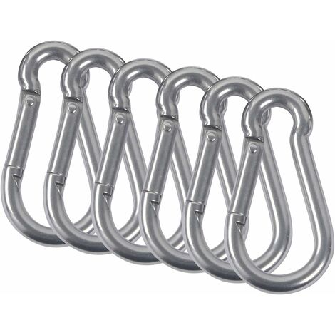 DENUOTOP 6PCS Mousquetons Acier Inoxydable 304 Mousqueton Pompier Ressort avec Mousqueton de Fixation pour Camping Randonnée Hamac Balancoire M4