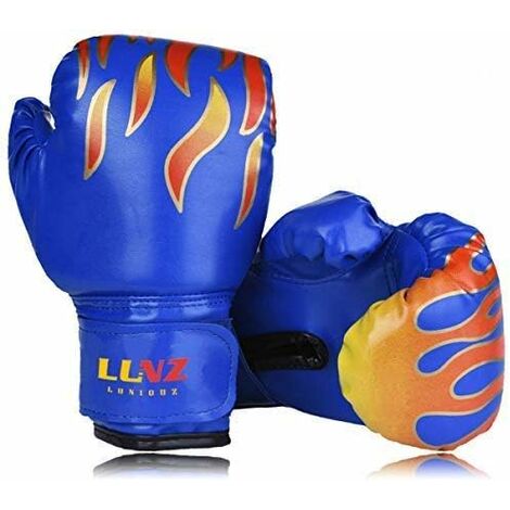 DENUOTOP Gants de combat Gant de Boxe Enfant 3-14 Ans en Cuir Gant d'Entraînement de Boxe 4OZ pour MMA Muay Thai Kickboxing Sac de Frappe