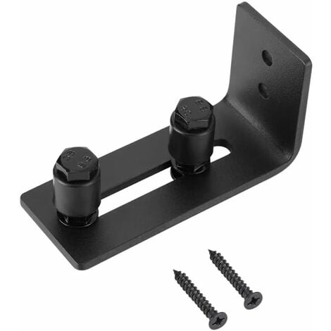 DENUOTOP Guide de Plancher de Porte de Grange, Réglable Guide de Rouleau de Plancher Inférieur en Acier au Carbone pour Rouleau Pour Porte en Bois Coulissante Mur/porte Noir