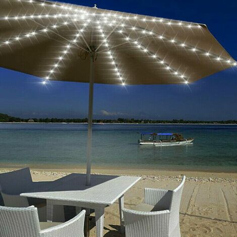 DENUOTOP Guirlande lumineuse Guirlande solaire pour parasol - Avec télécommande - 8 modes - IP67 - Étanche - Pour fête, Noël, Halloween, camping