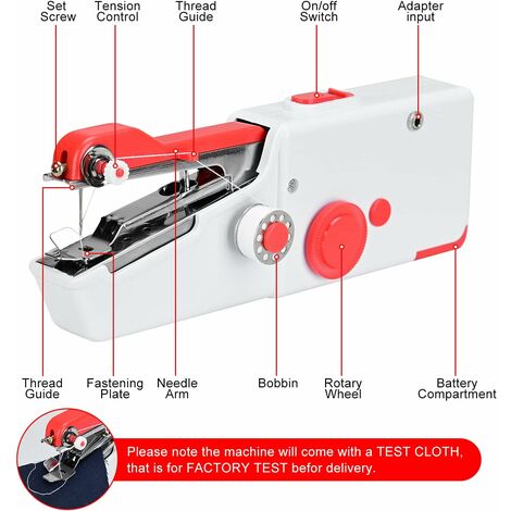 DENUOTOP Machine à coudre portable avec câble USB, mini petite machine à coudre portable pour enfants, débutants et adultes, couture d'urgence rapide avec bobine, aiguille pour la maison/voyage (rouge