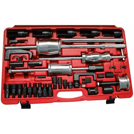 DENUOTOP Outil d'injecteur Diesel Injecteurs 40 pièces Extracteur d'outils avec 3 marteaux coulissants d'intérieur, extérieur et de griffe pour Audi BMW Benz
