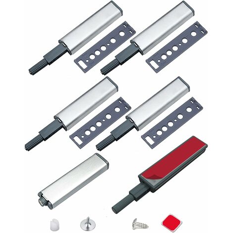 DENUOTOP Push to Open Aimant Porte Placard 6 Pièces Métal Loquet Magnetique Push Open Poussoir Placard Fermeture Magnétiques pour Armoire Systeme Push to Open Amortisseur Tiroir