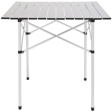 DENUOTOP Table de Camping Pliante Compacte Table à Mange de Jardin Portable BBQ 70x70cm Argenté