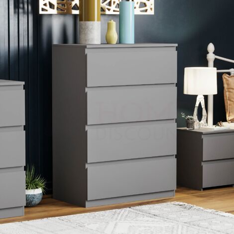 Denver 4 Drawer Chest of Drawers Bedroom Storage Furniture, Grey