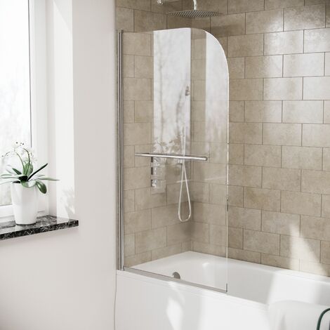 Denver Frameless Bath Shower Screen with Glass Swing Door and Towel Bar