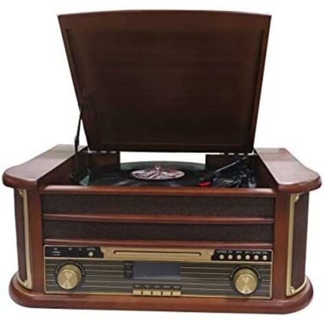 Denver MRD-51, Stereo, Retro Style, Dab, Turntable, CD and Cassette Player, Recording from Vinyl, CD and Cassette Record, Ethernet, Wood