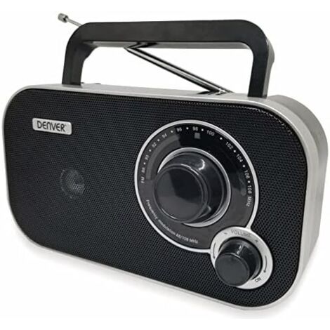 Denver Radio TR-51BLACK mit analoger FM-Abstimmung, netz- oder batteriebetrieben, Schwarz