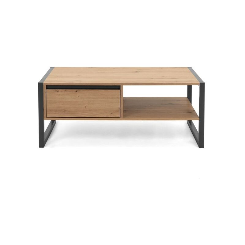 Table basse avec tiroir en chêne anthracite cm 100x 55 x 40 h