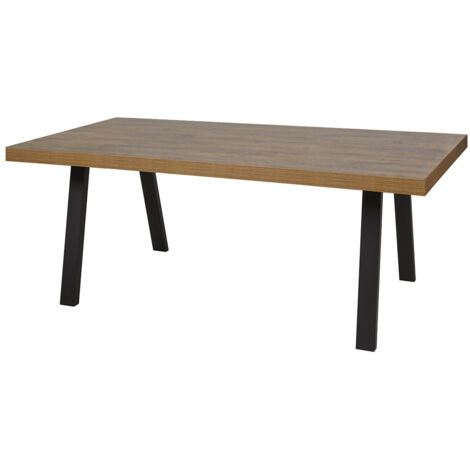DENVER - Table Rectangulaire 200cm Aspect Bois Piètement A Métal Noir