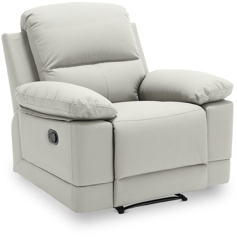 Mobilier Deco - denys - Fauteuil relax manuel simili cuir gris clair