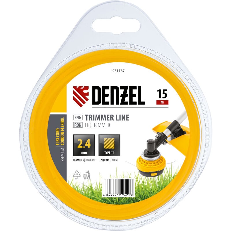 Denzel - Fil pour débroussailleuse carré flex cord - 2,4 mm x 15 m